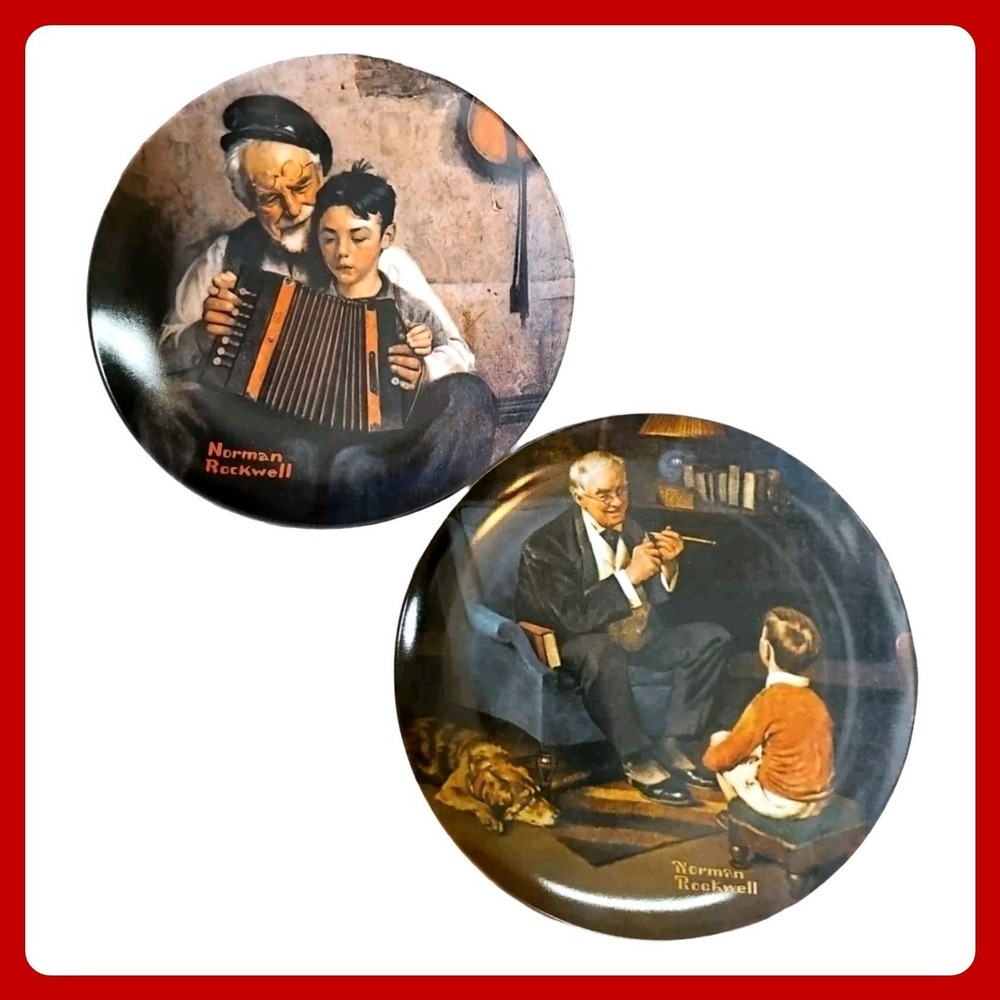 2 Norman Rockwell Knowles Heritage Plates Music Maker Tycoon New COA Boxes Set